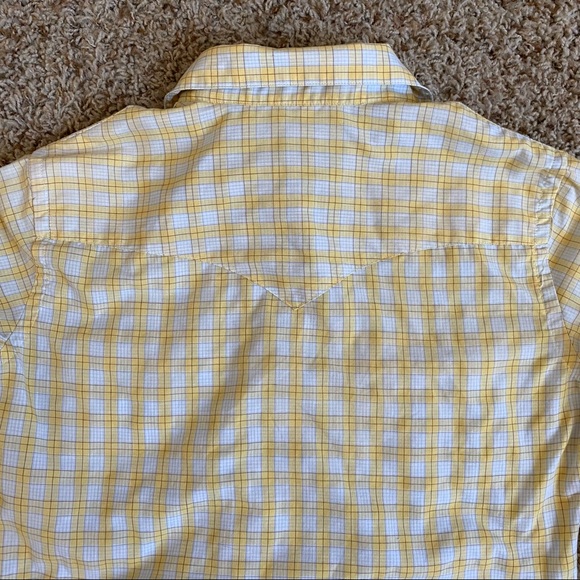 Panhandle Slim Retro Pearl Snap Button Down Yellow Plaid Vintage Shirt - Picture 7 of 12